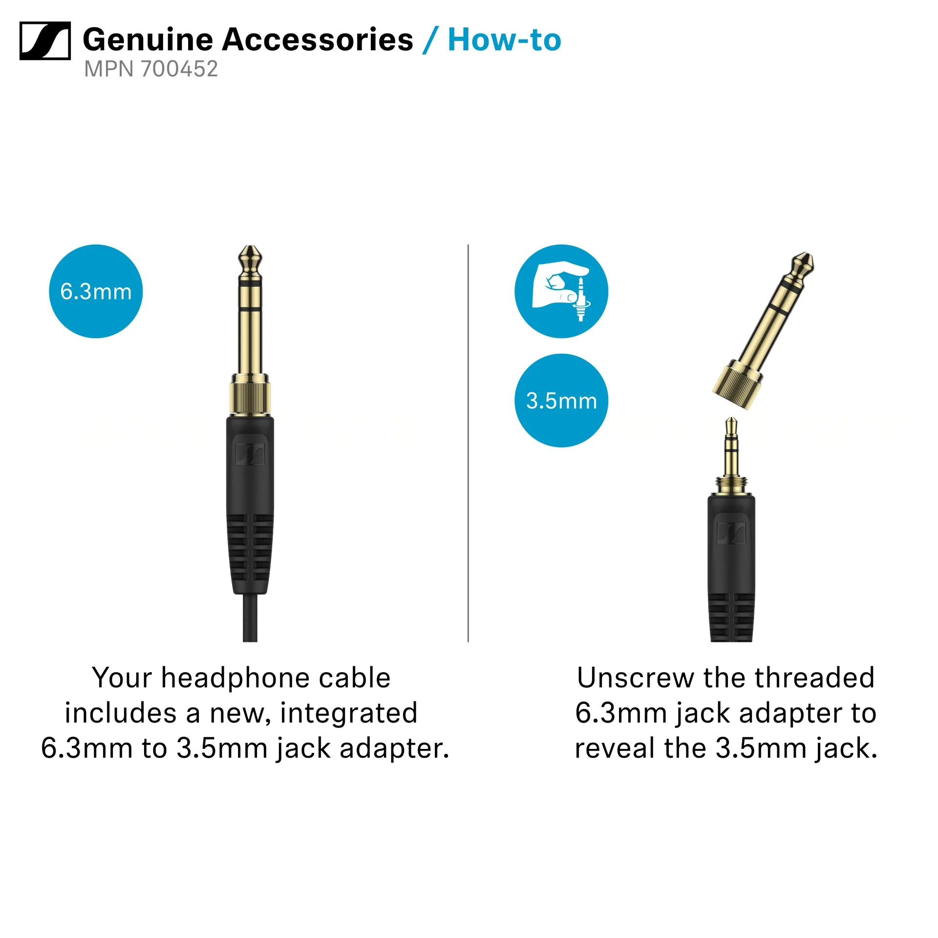 Audio Cable for HD 500 Series, 1.8 m w/ 3.5 mm Jack - Image 2